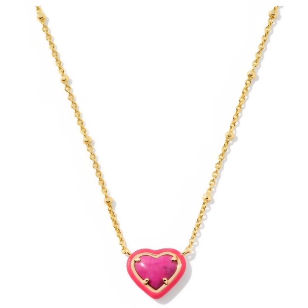 NWT Kendra Scott Fuchsia Heart Pendant Necklace
